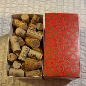 Decorative Red and White Box with Wine Corks